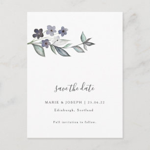 Minimal Botanical Wedding Save The Date Postcard