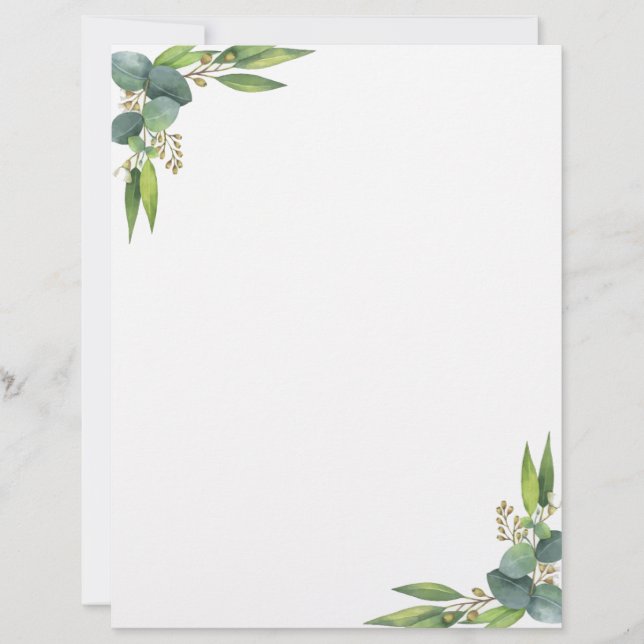 Minimal Botanical Writing Paper Custom Letterhead (Front)