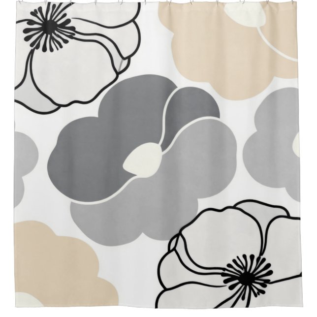 Minimal Botanicals, Neutral Beige & Ivory Pattern Shower Curtain (Front)