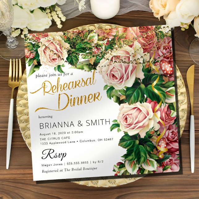 Minimal Bouquet Elegant Rehearsal Dinner  Invitation (Creator Uploaded)