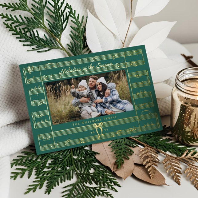 Minimal Bow Fa La La Sheet Music Photo Christmas (Minimal Bow Fa La La Sheet Music Photo Christmas Foil Holiday Card)