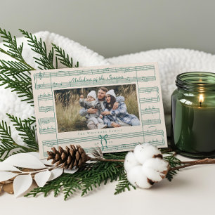 Minimal Bow Fa La La Sheet Music Photo Christmas Holiday Card