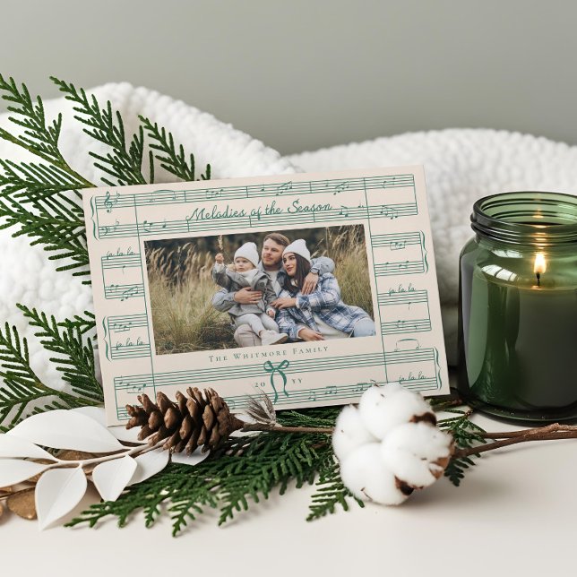 Minimal Bow Fa La La Sheet Music Photo Christmas Holiday Card (Minimal Bow Fa La La Sheet Music Photo Christmas Holiday Card)