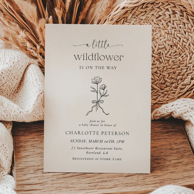 Minimal Bow Floral Baby Shower Invitation (Creator Uploaded)
