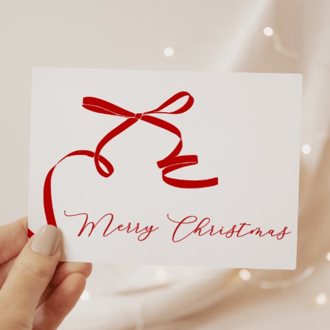 Minimal Bow Merry Christmas  Holiday Card (Creator Uploaded)