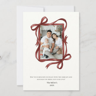 Minimal Bows Festive Photo Card 