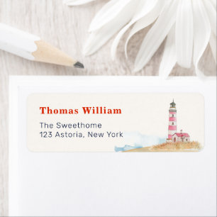 Minimal Boy Lighthouse Baby Shower Return Address