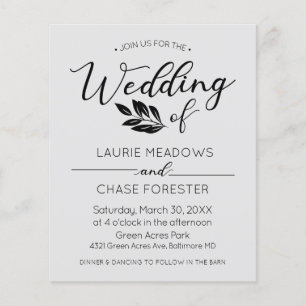 Minimal Branch Budget Wedding Invitation Flyer