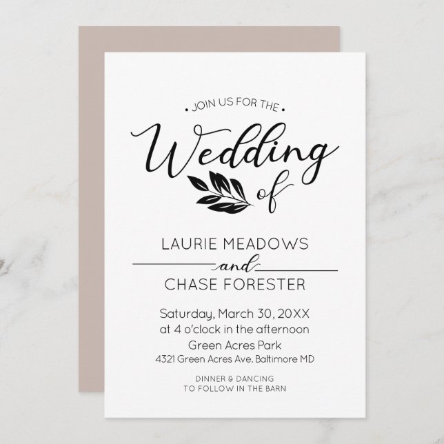 Minimal Branch Wedding Invitation (Front/Back)