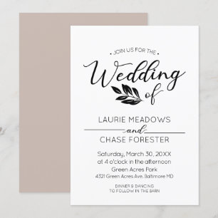 Minimal Branch Wedding Invitation