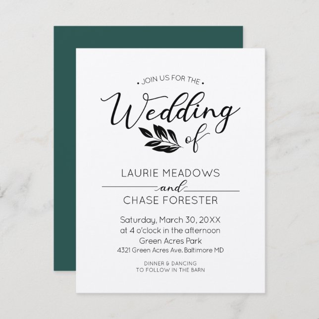 Minimal Branch Wedding Invitation (Front/Back)