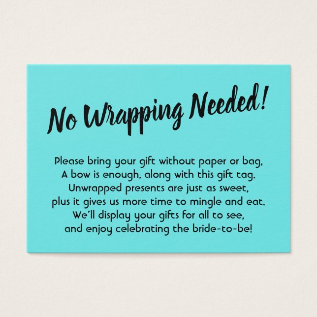 Minimal Bridal No Wrap Shower Aqua Gift Card (Front)