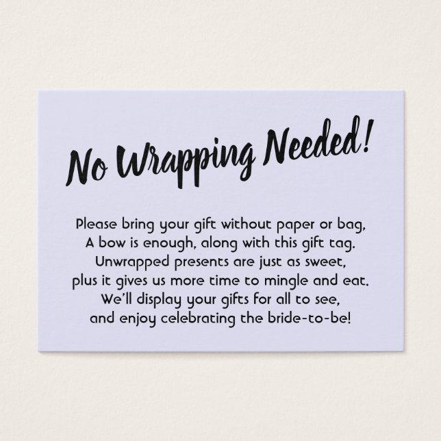 Minimal Bridal No Wrap Shower Lavender Gift Card (Front)