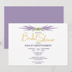 Minimal Bridal Shower Herb Lavender Flower Bundles Invitation