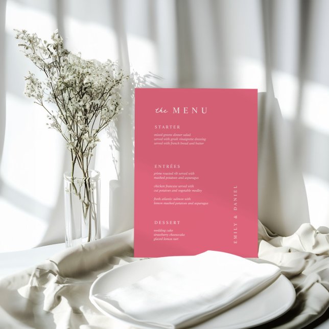 Minimal BRIGHT PINK Wedding MENU (Creator Uploaded)