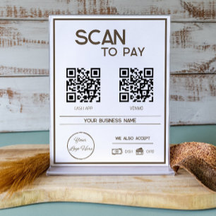 Minimal brown 2 QR codes business scan to pay Poster