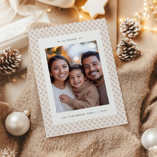 Minimal Brown and White Nordic Holiday Photo Card