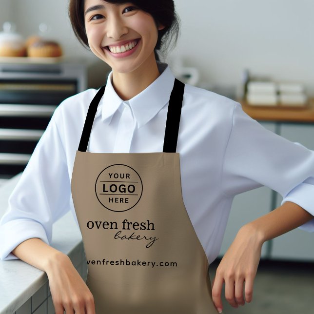 Minimal Brown Business Logo Pastry Chef Bakery Apron (Creator Uploaded)