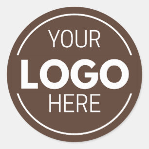 Minimal Brown Circle Logo Template Classic Round Sticker