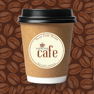 Minimal Brown Coffee Shop Personalised Branding Classic Round Sticker