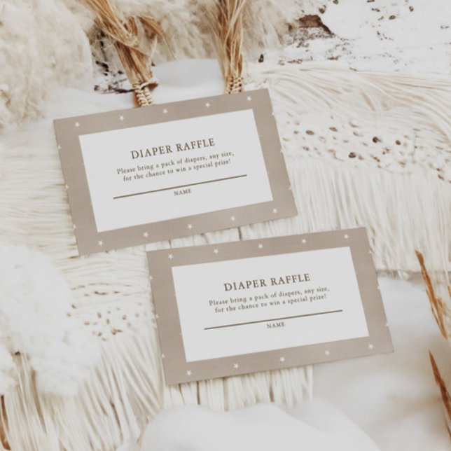 Minimal Brown Gender Neutral Diaper Raffle Ticket Enclosure Card (Creator Uploaded)