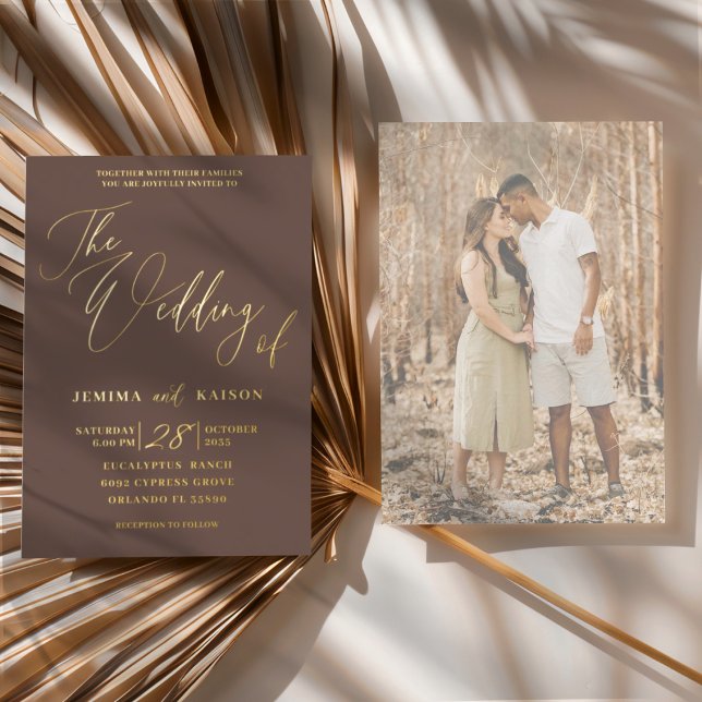 Minimal Brown & Gold Calligraphy Wedding  (Creator Uploaded)