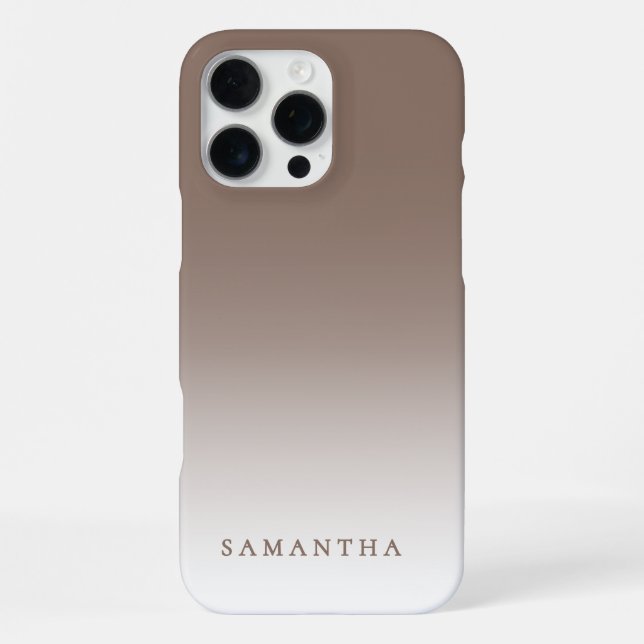 Minimal Brown Gradient Modern Classy Personalised iPhone Case (Back)