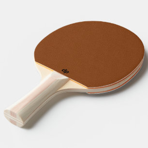 Minimal Brown Leather Texture Black Monogram Ping Pong Paddle