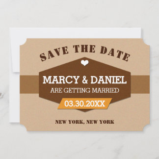 Minimal Brown Retro Design Save the Date Card