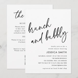 Minimal Brunch and Bubbly All in One Bridal Shower Invitation