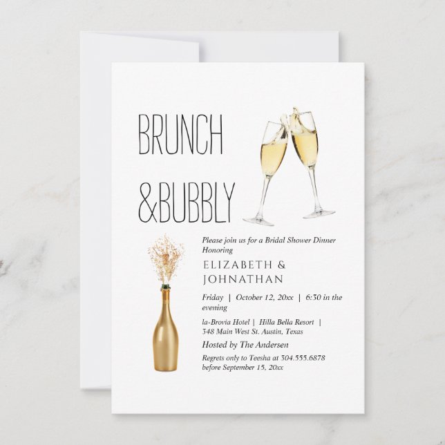 Minimal Brunch And Bubbly Invitation (Front)