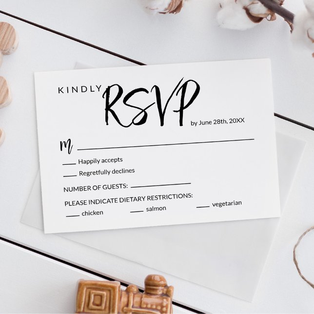 Minimal Brush Calligraphy Wedding RSVP Card (Creator Uploaded)
