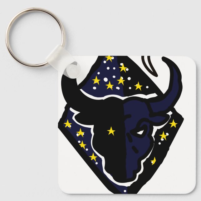 Minimal Bull Zodiac Keychain – Modern Animal  (Front)