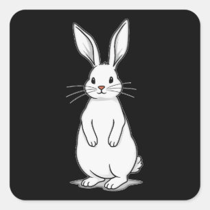 Minimal Bunny Line Art – Easter Design Autocolante Square Sticker