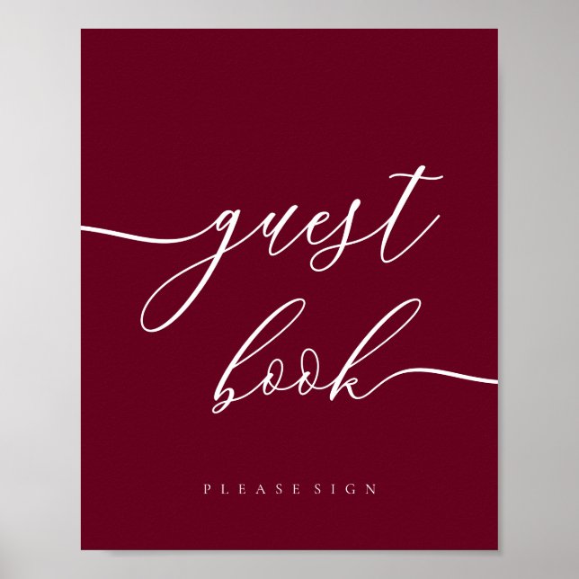 Minimal Burgundy Ceremony Party Celebration Guest Poster (Front)