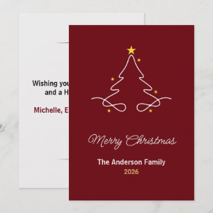 Minimal Burgundy Christmas Tree Card