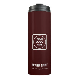Minimal Burgundy Company Logo Business Promotion Thermal Tumbler