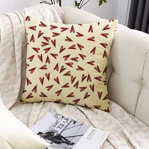 Minimal Burgundy & Cream Hearts Valentine Cushion