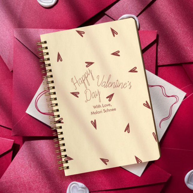 Minimal Burgundy & Cream Hearts Valentine Notebook (Creator Uploaded)