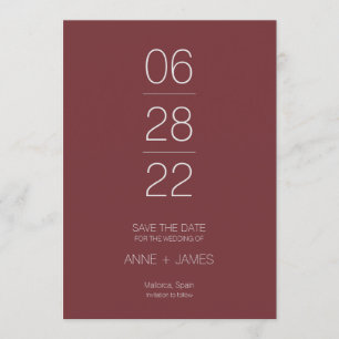 Minimal burgundy elegant typography save the date invitation