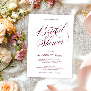 Minimal Burgundy Handwritten Script Bridal Shower Invitation