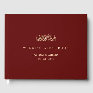 Minimal Burgundy Islamic Muslim Wedding Guest Book