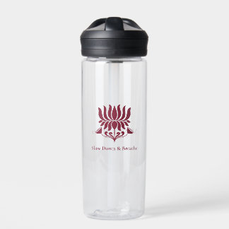 Minimal Burgundy Lotus Floral Yoga Wellness Water Bottle