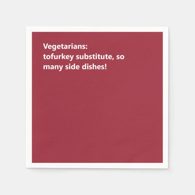 Minimal Burgundy Vegetarian Thanksgiving Haiku Napkin (Front)