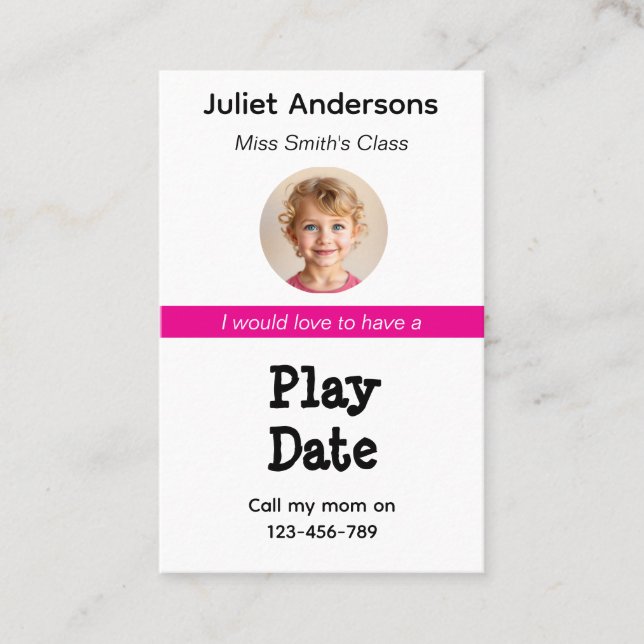 Minimal Business Kid's Playdate Card (Front)