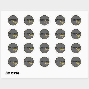 MINIMAL BUSINESS LOGO COMPANY BRANDING WHITE CLASSIC ROUND STICKER