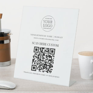 Minimal Business Logo Scan QR CODE Pedestal Sign