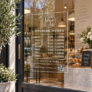 Minimal Business opening hours logo and qr code