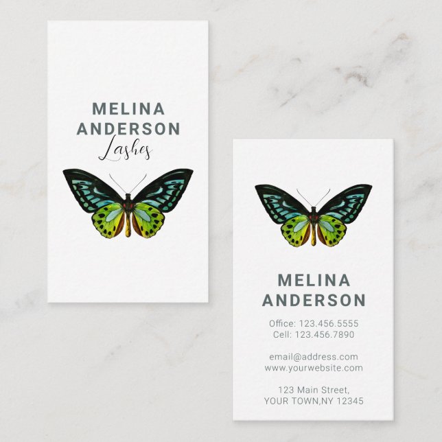 Minimal Butterfly Elegant Beauty Salon Business Card (Front/Back)