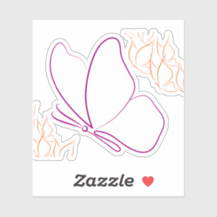 Minimal Butterfly Line Art Sticker